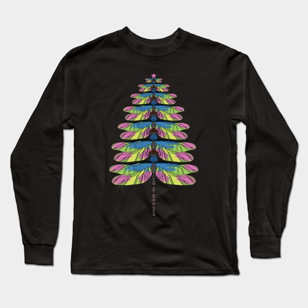 Dragonfly Christmas Tree, Merry Xmas Gift, Christmas insect Lover Long Sleeve T-Shirt by kirayuwi